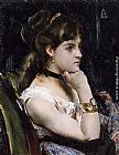 Alfred Stevens Canvas Paintings - Woman Wearing a Bracelet